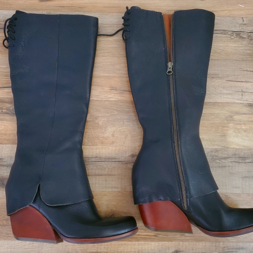 Kork-Ease tall black leather boots